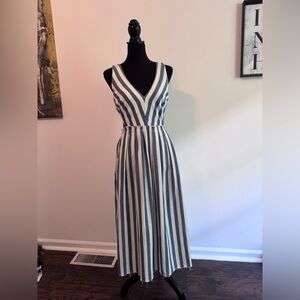 Zara dress bought in Spain. White and denim striped. Open side and back cut out.